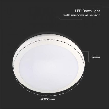 LED badeværelseslampe med sensor LED/20W/230V 3000/4000/6000K IP66 diameter 30 cm