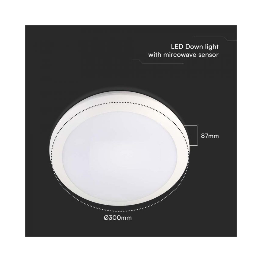 LED badeværelseslampe med sensor LED/20W/230V 3000/4000/6000K IP66 diameter 30 cm