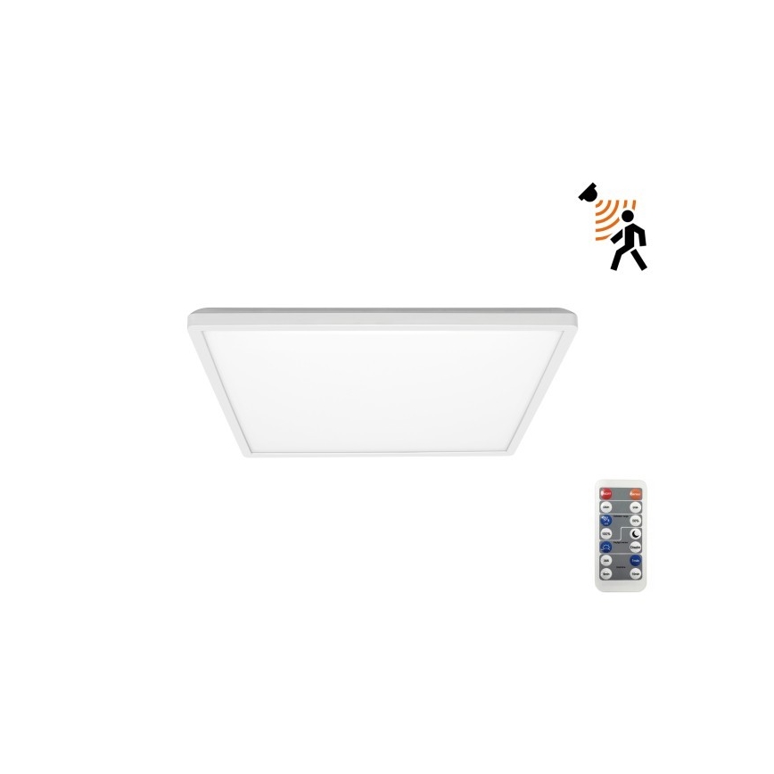 LED badeværelseslampe m. bevægelses- og skumringssensor NIVERA LED/12W/230V IP54 3000/4000/6000K 22,5x22,5 cm hvid + fjernbetjening