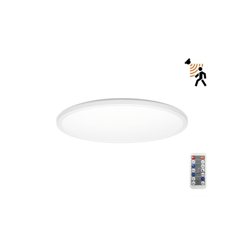 LED badeværelseslampe m. bevægelses- og skumringssensor NIVERA LED/12W/230V IP54 3000/4000/6000K diameter 22,5 cm hvid + fjernbetjening