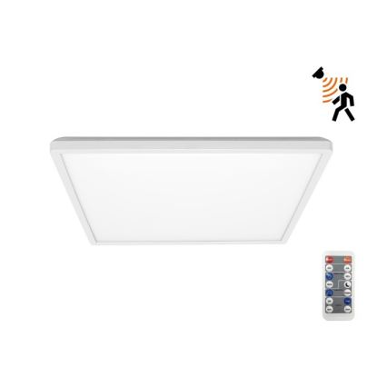 LED badeværelseslampe m. bevægelses- og skumringssensor NIVERA LED/18W/230V IP54 3000/4000/6000K 30x30 cm hvid + fjernbetjening