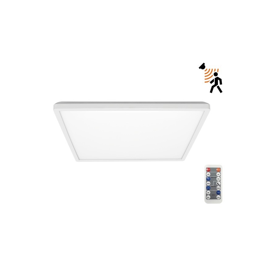 LED badeværelseslampe m. bevægelses- og skumringssensor NIVERA LED/18W/230V IP54 3000/4000/6000K 30x30 cm hvid + fjernbetjening