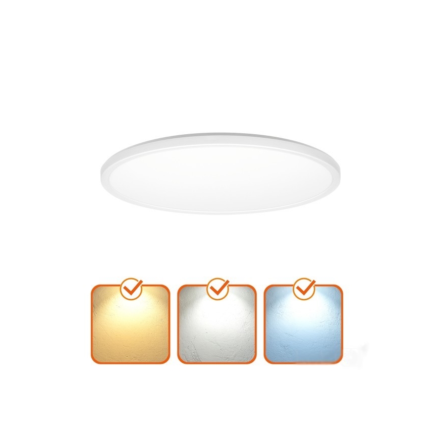 LED badeværelseslampe m. bevægelses- og skumringssensor NIVERA LED/18W/230V IP54 3000/4000/6000K diameter 30 cm hvid + fjernbetjening