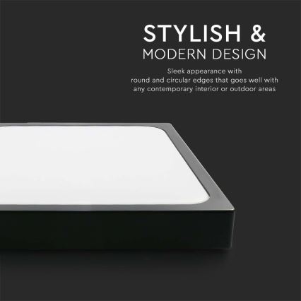 LED Badeværelsesloftlampe LED/30W/230V 6500K IP44 42x42 cm sort