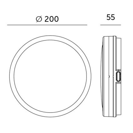 LED badeværelsesloftlampe med sensor LED/12W/230V 3000/4000/6500K IP65 Ø 20 cm sort + fjernbetjening