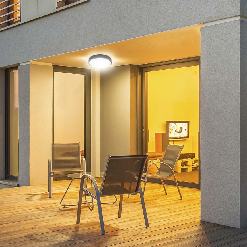 LED Badeværelsesloftlampe med sensor LED/18W/230V 4000K IP44 Ø 22,5 cm sort