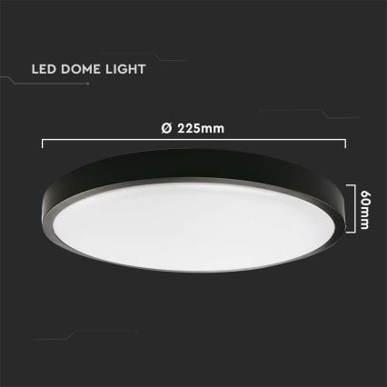 LED Badeværelsesloftlampe med sensor LED/18W/230V 4000K IP44 Ø 22,5 cm sort