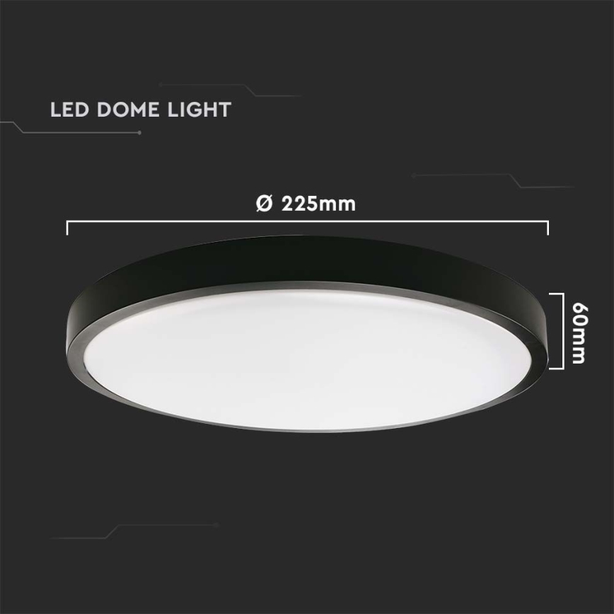 LED Badeværelsesloftlampe med sensor LED/18W/230V 4000K IP44 Ø 22,5 cm sort