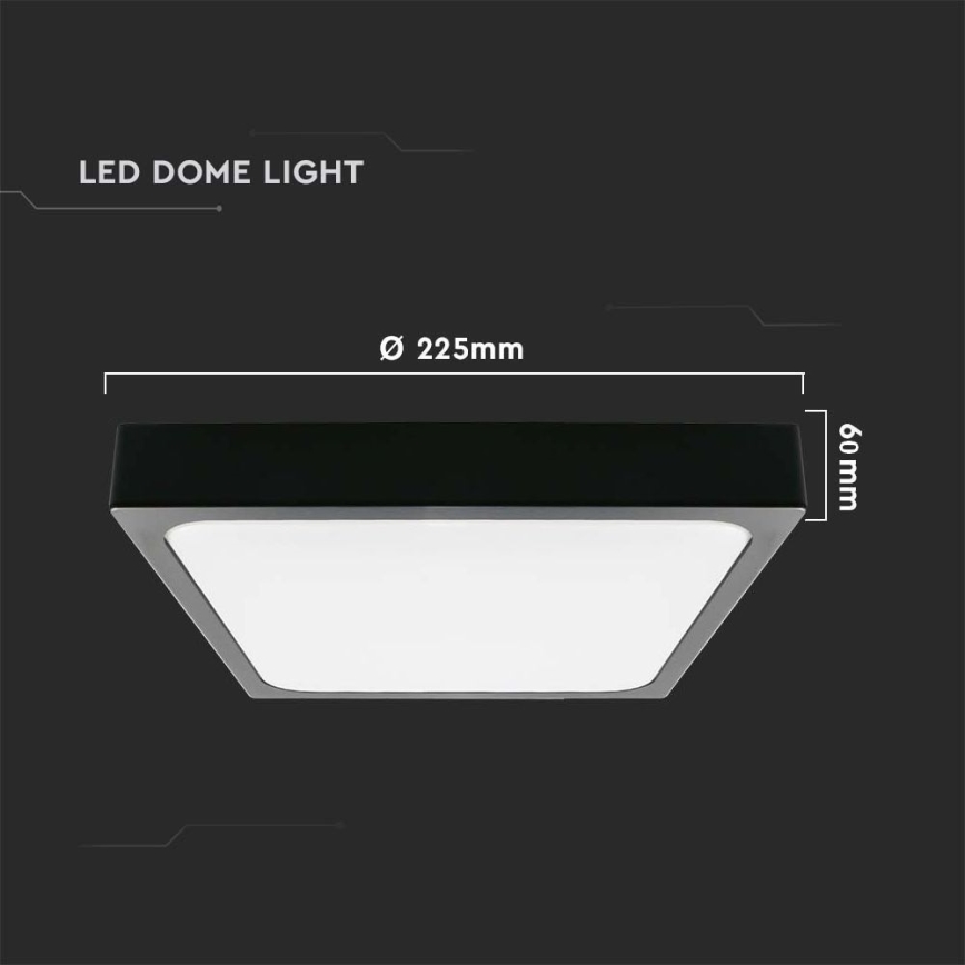 LED Badeværelsesloftlampe med sensor LED/18W/230V 4000K IP44 22,5x22,5 cm sort