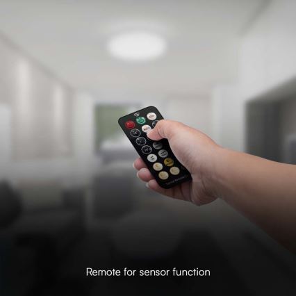 LED Badeværelsesloftlampe med sensor SAMSUNG CHIP LED/18W/230V IP44 4000K Ø 29 cm hvid + fjernbetjening