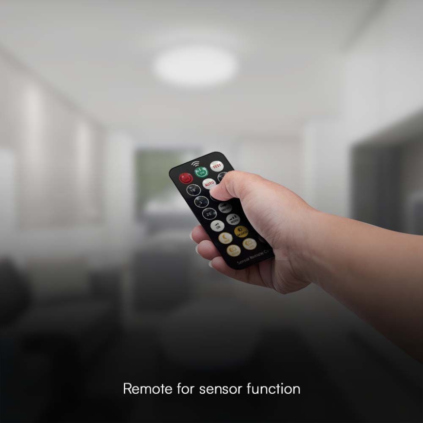 LED Badeværelsesloftlampe med sensor SAMSUNG CHIP LED/18W/230V IP44 4000K Ø 29 cm hvid + fjernbetjening