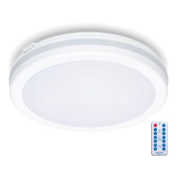 LED badeværelsesloftlampe med sensor LED/24W/230V 3000/4000/6500K IP65 Ø 30 cm hvid + fjernbetjening