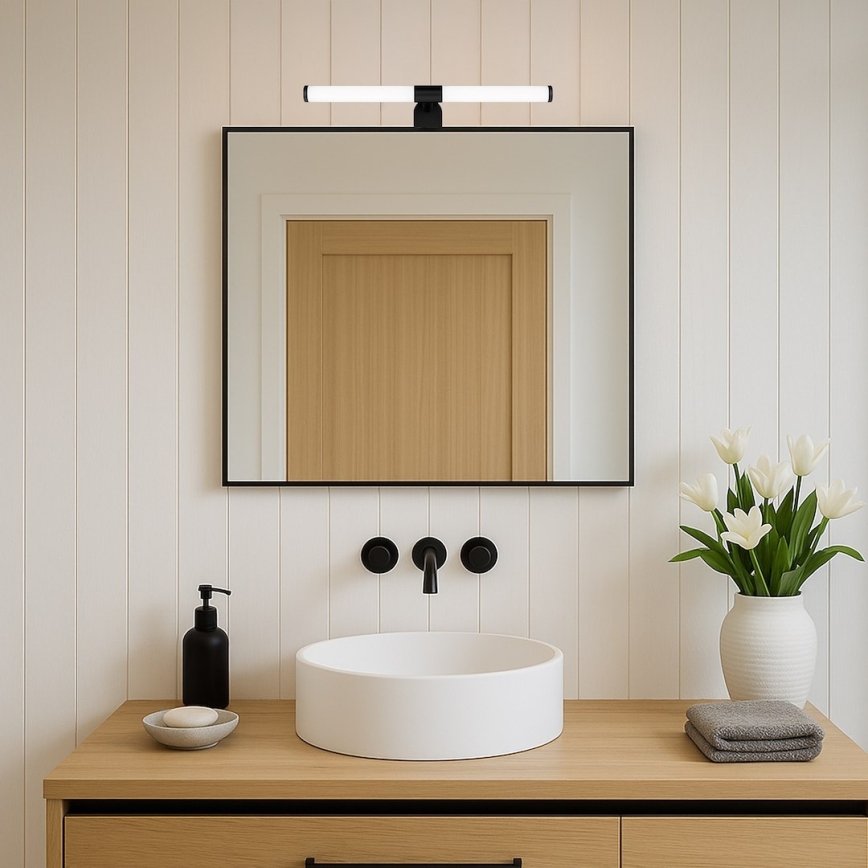 LED badeværelsesspejlbelysning 2-i-1 APA LED/6W/230V 40 cm IP44 sort