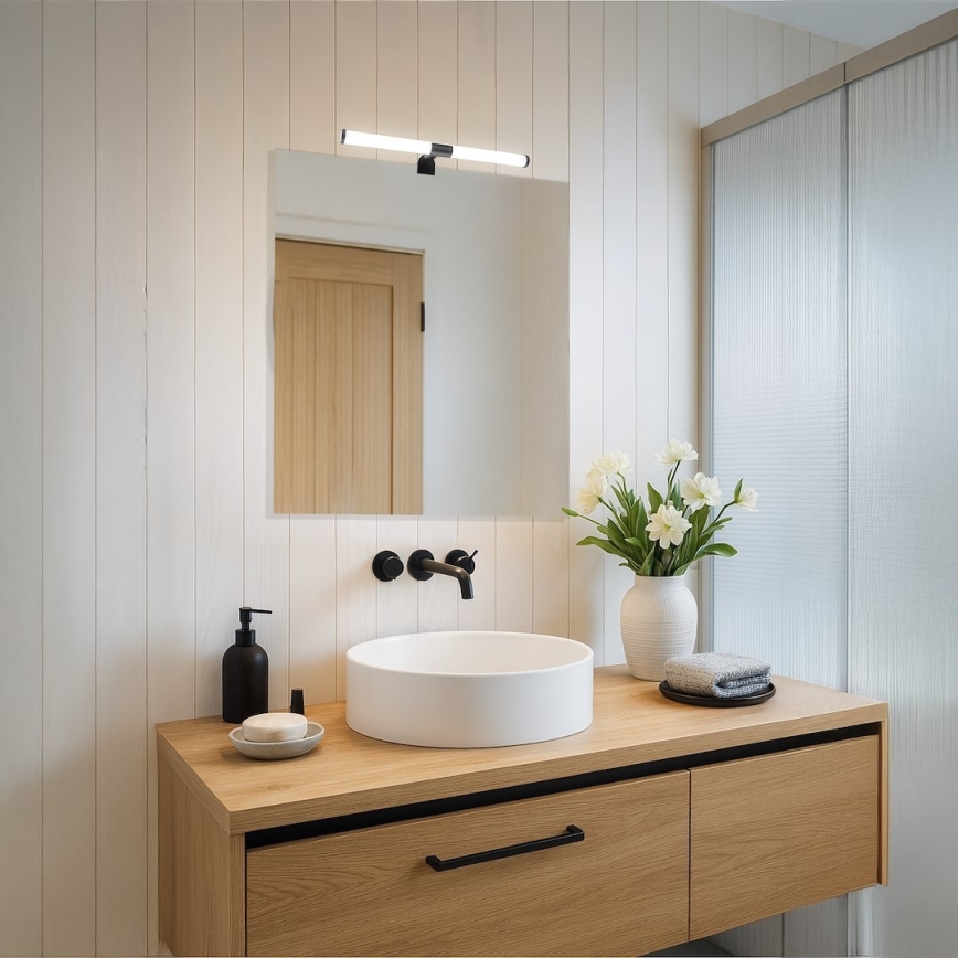 LED badeværelsesspejlbelysning 2-i-1 APA LED/6W/230V 40 cm IP44 sort
