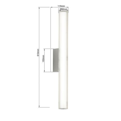 LINEA LED spejlbelysning til badeværelse, 12W, 230V, 3000/4000/6000K, IP44, 61 cm, mat krom