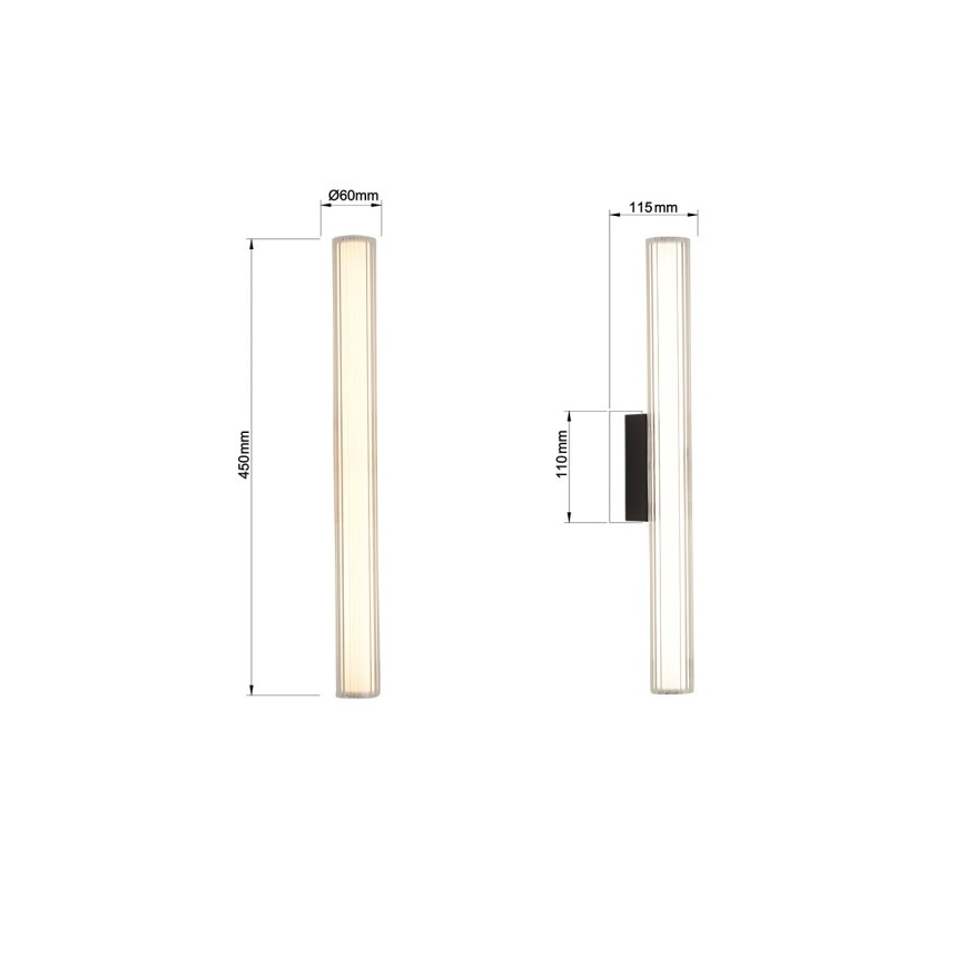 LED-spejlbelysning til badeværelse LINEA LED/8W/230V 3000/4000/6000K IP44 45 cm sort