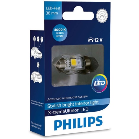LED Bilpære Philips X-TREME ULTINON 128584000KX1 LED SV8.5-8/0,8W/12V 4000K