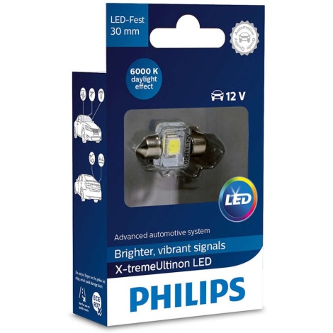 LED Bilpære Philips X-TREME ULTINON 129416000KX1 LED SV8.5–8/0,8W/12V 6000K