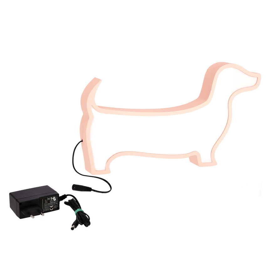 LED Borde lampe til børn DOG LED/12W/230V lyserød