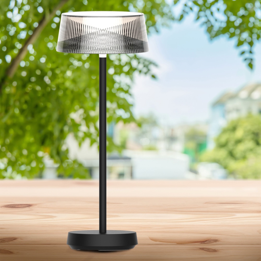 LED Dæmpbar touch-funktion udendørs bordlampe CASABLANCA LED/3,4W/5V USB 3600 mAh IP44 sort