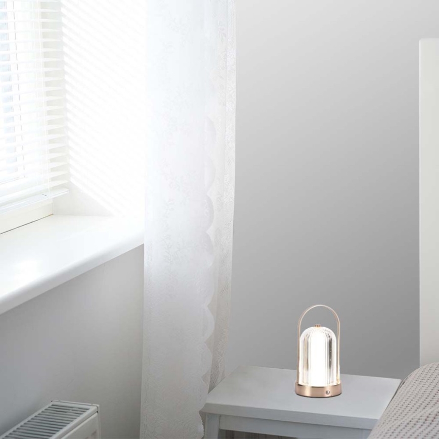 LED Genopladelig bordlampe m. touch-funktion dæmpbar LED/1W/5V 3000-6000K 1800 mAh kobber