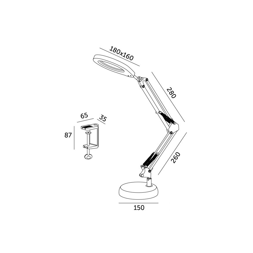 LED bordlampe dæmpbar med forstørrelsesglas 02.01.2001 AURIQ LOUPE LED/10W/5V 3000/4000/6500K sort