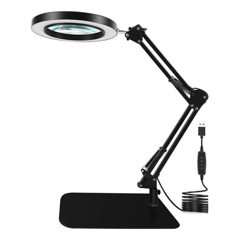 LED bordlampe dæmpbar med forstørrelsesglas LED/11W/5V 3000-6000K sort
