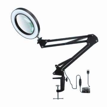 LED bordlampe dæmpbar med forstørrelsesglas LED/22W/5V 4000-6000K sort