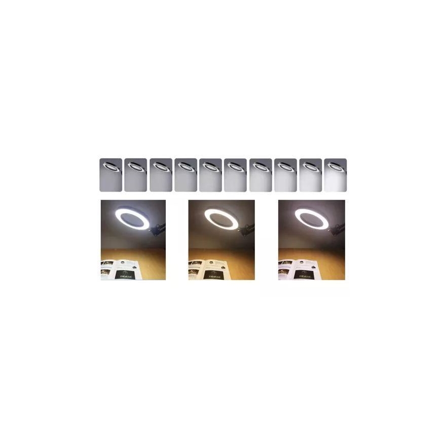 LED bordlampe dæmpbar med forstørrelsesglas LED/6W/5V 3000K/4000K/6000K sort