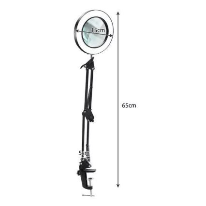 LED bordlampe dæmpbar med forstørrelsesglas LED/6W/5V 3000K/4000K/6000K sort