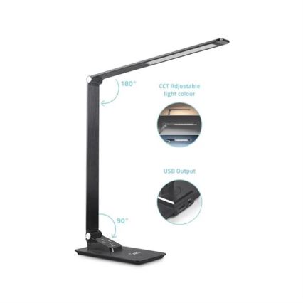 LED bordlampe dæmpbar med USB LED/7W/230V 3000K/4000K/5500K sort