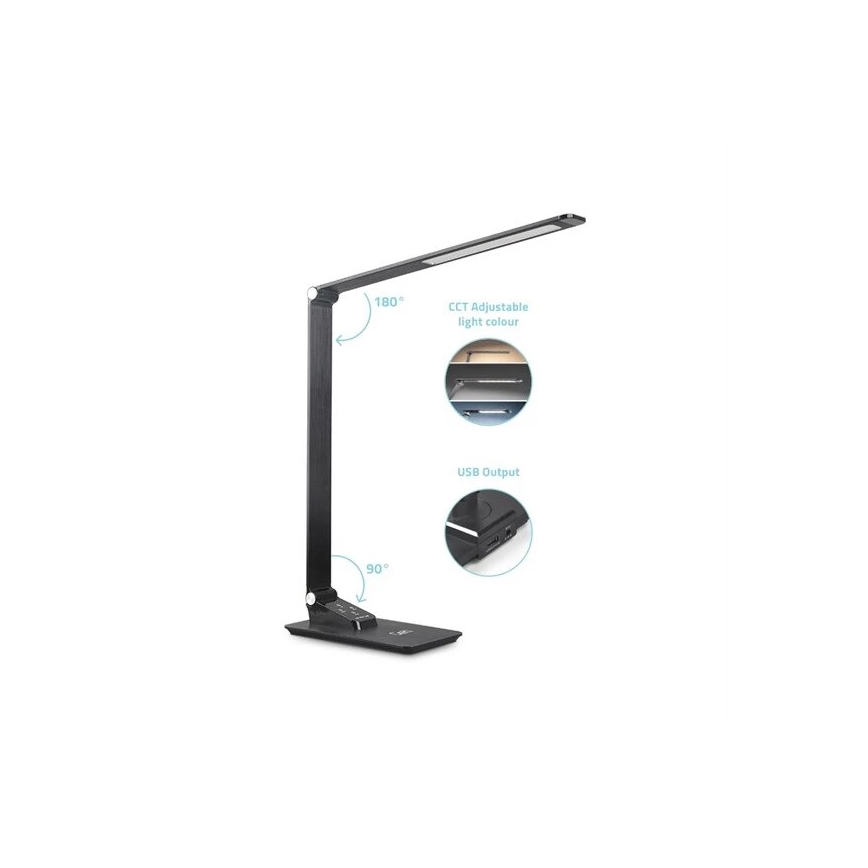 LED bordlampe dæmpbar med USB LED/7W/230V 3000K/4000K/5500K sort