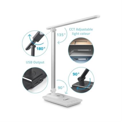 LED bordlampe dæmpbar med USB LED/9W/230V 3000K/4000K/5500K hvid