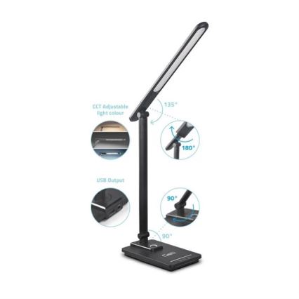 LED bordlampe dæmpbar med USB LED/9W/230V 3000K/4000K/5500K sort