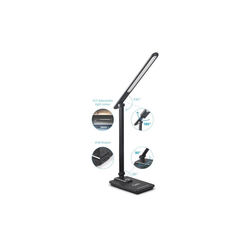 LED bordlampe dæmpbar med USB LED/9W/230V 3000K/4000K/5500K sort
