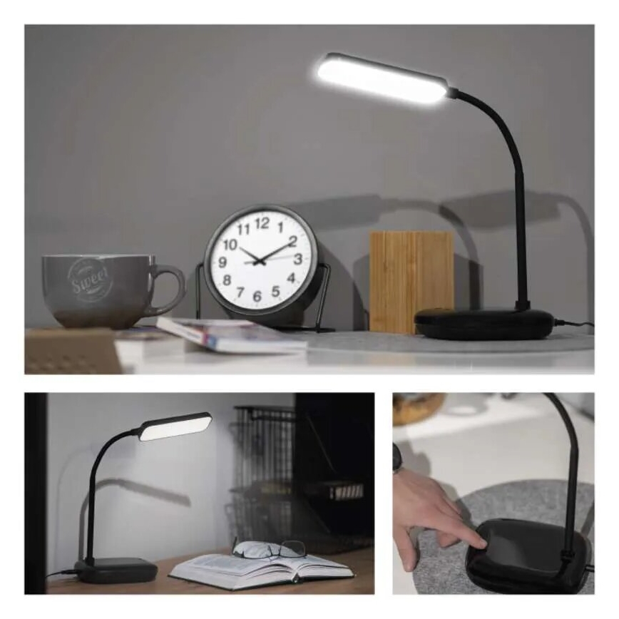 LED bordlampe dæmpbar og fleksibel LED/12W/230V 3000K/4000K/6500K sort