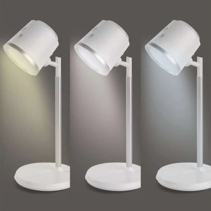 LED bordlampe dæmpbar og genopladelig 4-i-1 LED/6W/3,7V 3000K/4000K/6500K 1500mAh hvid