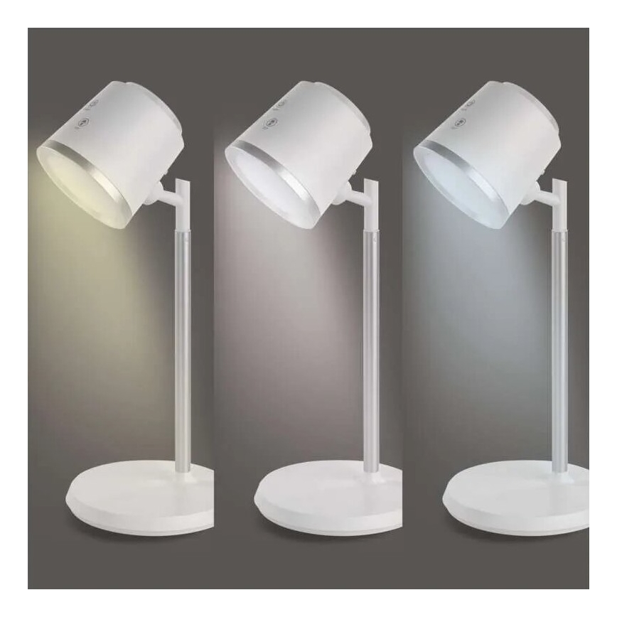 LED bordlampe dæmpbar og genopladelig 4-i-1 LED/6W/3,7V 3000K/4000K/6500K 1500mAh hvid
