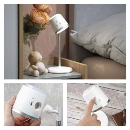 LED bordlampe dæmpbar og genopladelig 4-i-1 LED/6W/3,7V 3000K/4000K/6500K 1500mAh hvid