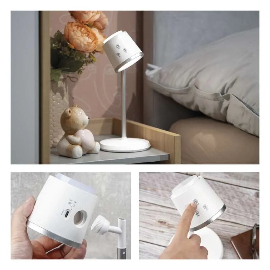 LED bordlampe dæmpbar og genopladelig 4-i-1 LED/6W/3,7V 3000K/4000K/6500K 1500mAh hvid
