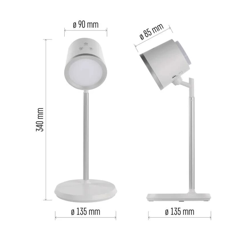 LED bordlampe dæmpbar og genopladelig 4-i-1 LED/6W/3,7V 3000K/4000K/6500K 1500mAh hvid