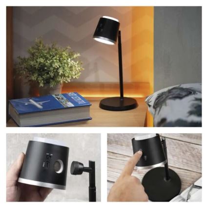LED bordlampe dæmpbar og genopladelig 4-i-1 LED/6W/3,7V 3000K/4000K/6500K 1500mAh sort