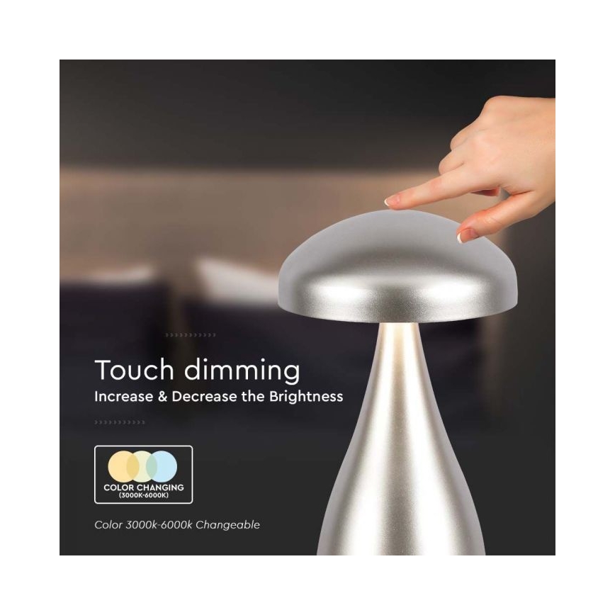 LED Genopladelig bordlampe m. touch-funktion dæmpbar LED/1W/5V 3000-6000K 1800 mAh guldfarvet