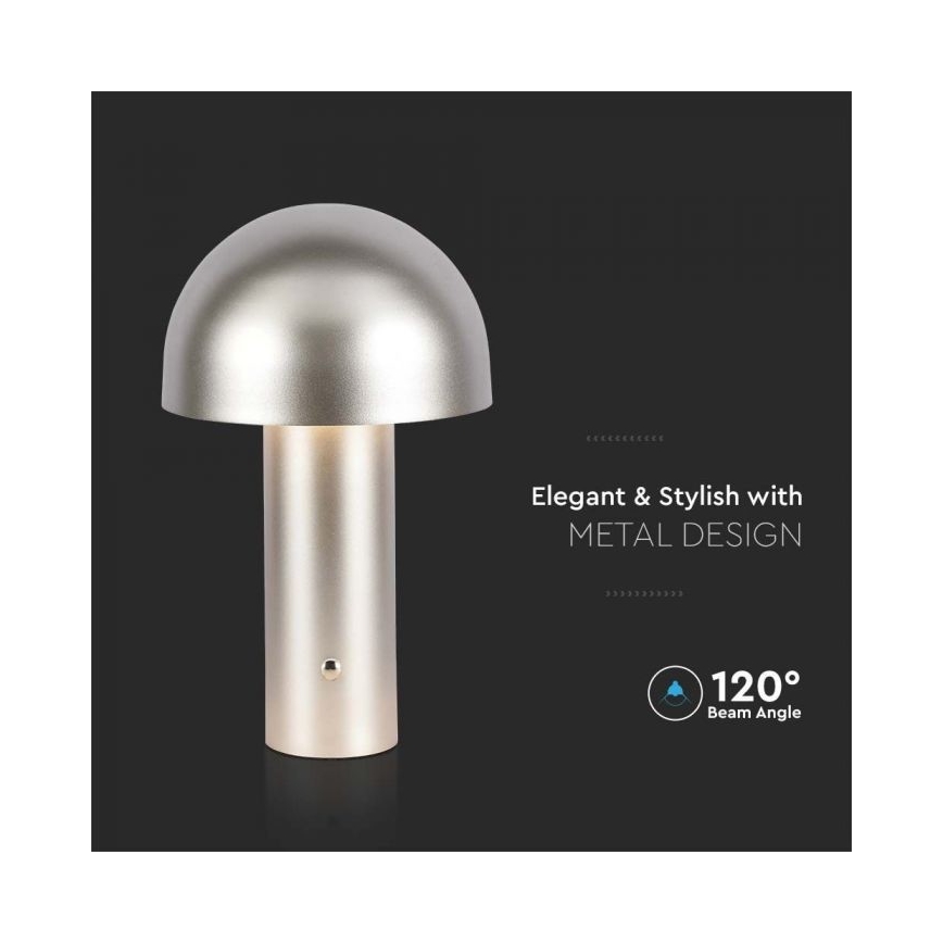 LED Genopladelig bordlampe m. touch-funktion dæmpbar LED/1W/5V 3000-6000K 1800 mAh guldfarvet
