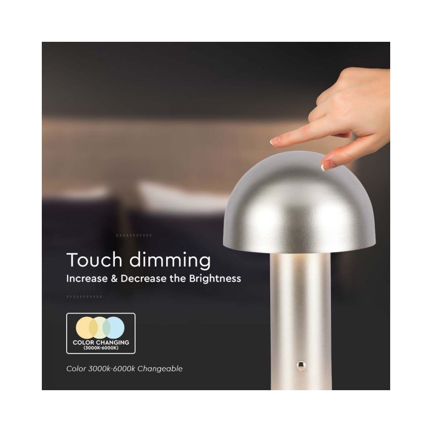 LED Genopladelig bordlampe m. touch-funktion dæmpbar LED/1W/5V 3000-6000K 1800 mAh guldfarvet