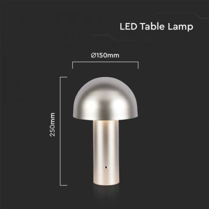 LED Genopladelig bordlampe m. touch-funktion dæmpbar LED/1W/5V 3000-6000K 1800 mAh guldfarvet