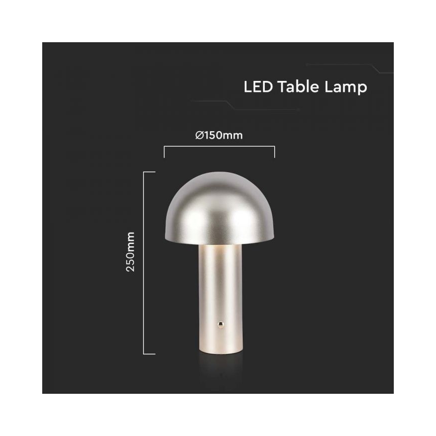LED Genopladelig bordlampe m. touch-funktion dæmpbar LED/1W/5V 3000-6000K 1800 mAh guldfarvet
