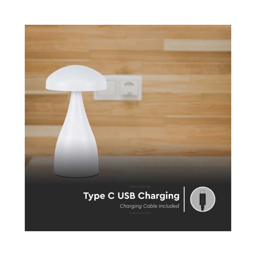 LED Genopladelig bordlampe m. touch-funktion dæmpbar LED/1W/5V 3000-6000K 1800 mAh hvid