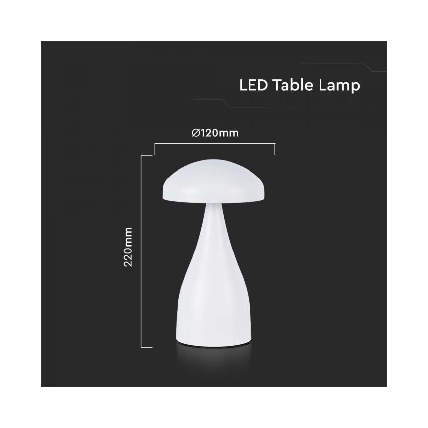 LED Genopladelig bordlampe m. touch-funktion dæmpbar LED/1W/5V 3000-6000K 1800 mAh hvid