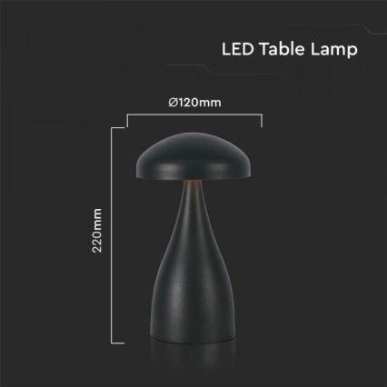 LED Genopladelig bordlampe m. touch-funktion dæmpbar LED/1W/5V 3000-6000K 1800 mAh sort